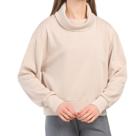 Junior’s Burnout Boxy Turtle Neck Top Mink / Gray - Picture 1 of 16